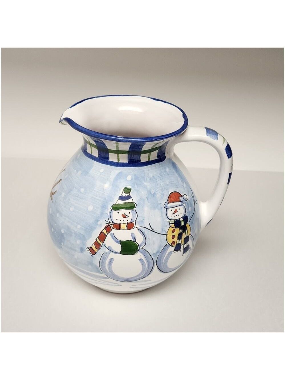 Mesa International Snowman Carafe Pitcher Ceramic Stoneware Signed Hungary